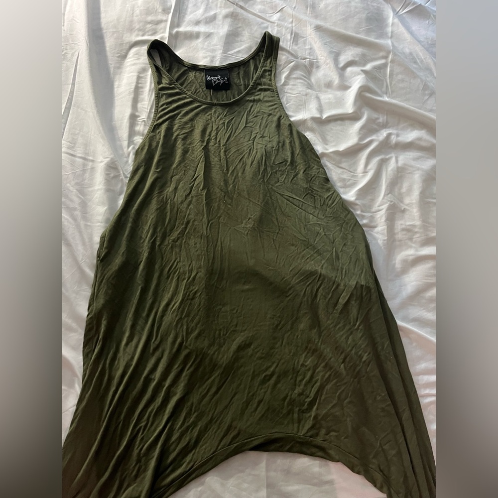 Woman's green baggy capri jumpsuit